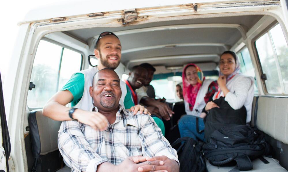 Michal Pospíšil with some of his MSF team-mates in Sudan.