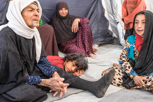 People in Ain Issa camp, about sixty kilometers from Raqqa, Syria.