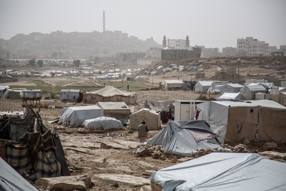 Yemen, Amran governorate, Khamer, 24 April 2019 - Dahadh camp is located in Khamer, Amran governorate, 1 km southeast of the city centre, near the Qat market. 410 families have been living inside the camp since 2015, the beginning of the war. Some of thes